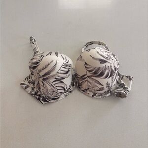 Soma Black and Cream Leaf Print Bikini Top